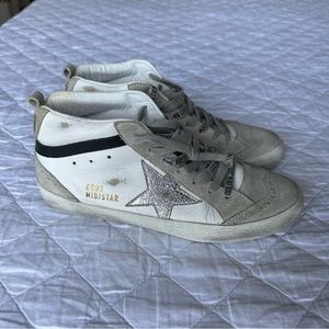 Golden Goose Midstar - Silver & White - Like New